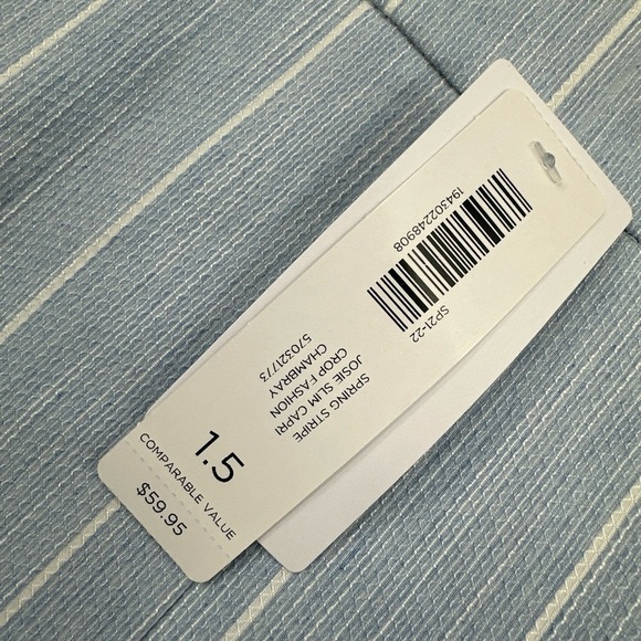 Chico’s 1.5 perfect stretch spring stripe josie slim capri NWT (M) - Picture 3 of 5